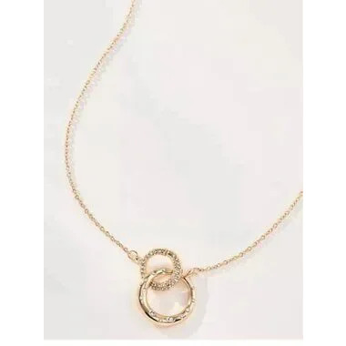 New! Anthropologie 14k Gold Plated Circle Link Charm Necklace Nwt